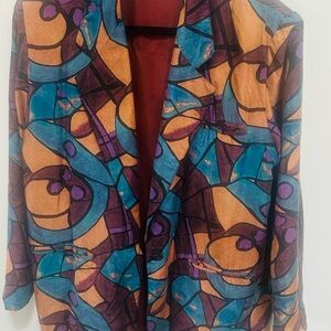 Vintage 80s colorful Women's 100% silk Jacket